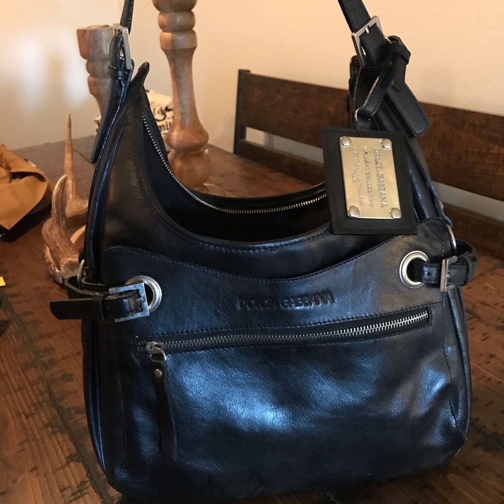 Dolce and Gabbana black leather handbag